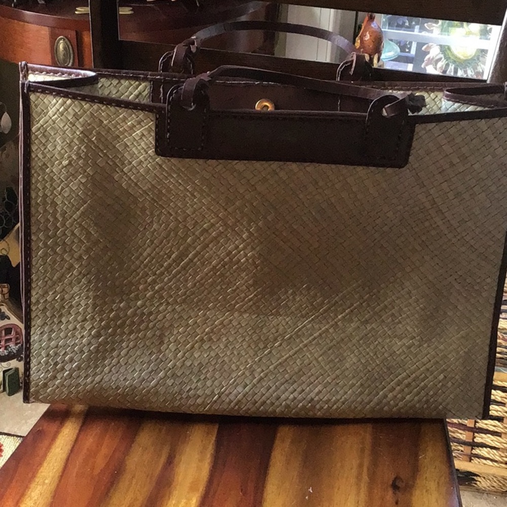 Inge Sport weave tote with leather trim